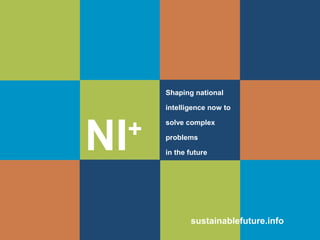 NI+
sustainablefuture.info
Shaping national
intelligence now to
solve complex
problems
in the future
 