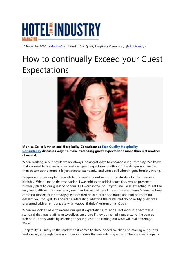 How to continually Exceed your Guest Expectations Hotel Industry