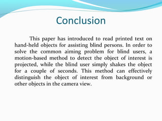 text detection and reading of product label for blind persons | PPT