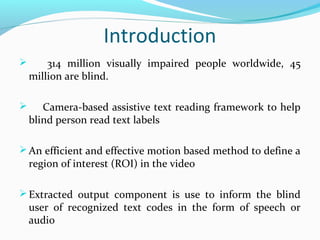 text detection and reading of product label for blind persons | PPT
