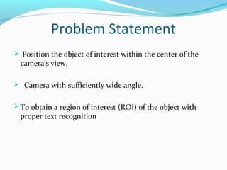 text detection and reading of product label for blind persons | PPT