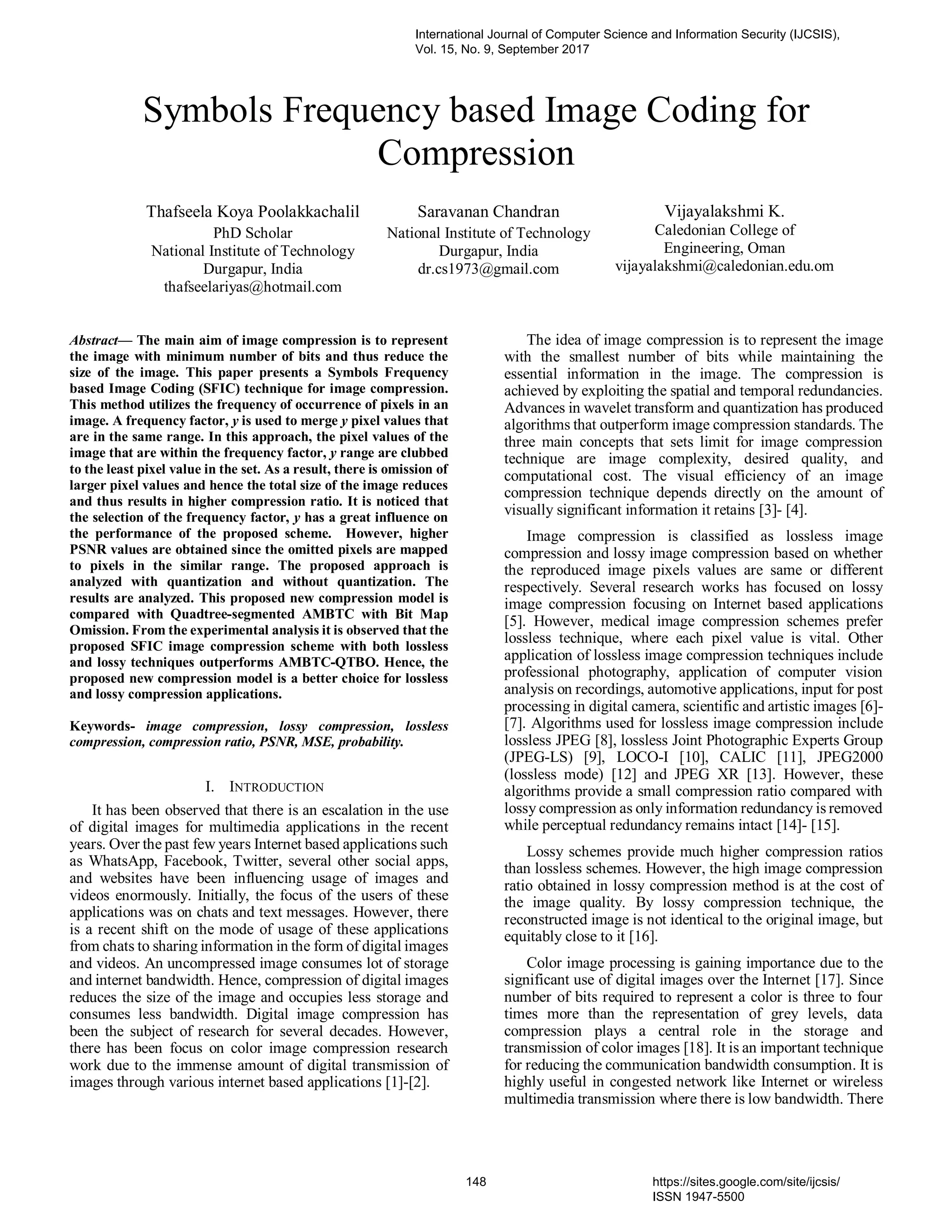 Symbols Frequency based Image Coding for Compression | PDF