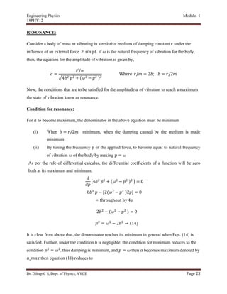 Engineering Physics (18 PHY112/22) notes | PDF