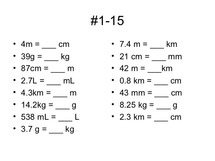 18 problems of converting metric measurement