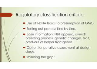 Regulatory aspects associated with genome editing applications in ...