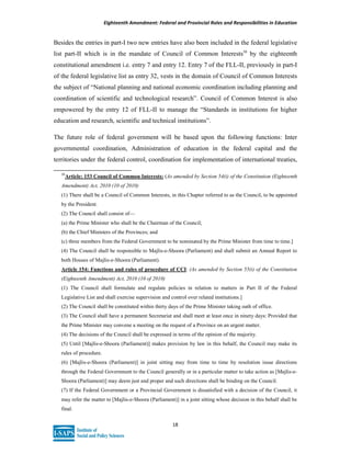18th amendment federal and provincial responsibilities in education