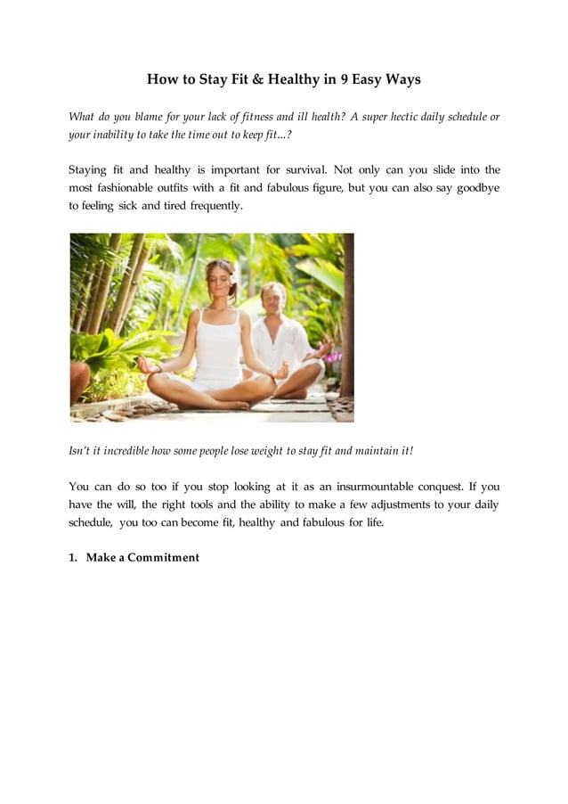 How to Stay Fit & Healthy in 9 Easy Ways | PDF
