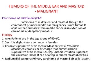 Tumours of External Auditory Canal and Middle Ear | PPTX