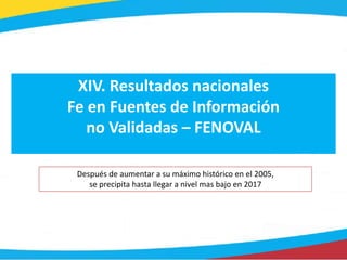 XIV. Resultados nacionales
Fe en Fuentes de Información
no Validadas – FENOVAL
Después de aumentar a su máximo histórico e...