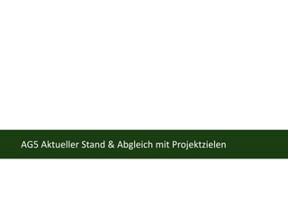 AG5 Aktueller Stand & Abgleich mit Projektzielen
 