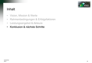 Inhalt
• Vision, Mission & Werte
• Rahmenbedingungen & Erfolgsfaktoren
• Leistungsangebot & Akteure
• Konklusion & nächste Schritte
büro H | Healthcare Consulting 34
 