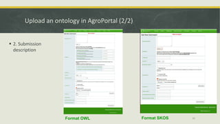 Format OWL Format SKOS
Upload an ontology in AgroPortal (2/2)
§ 2. Submission
description
66
 