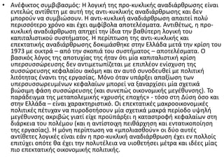 • Ανζφικτοσ ςυμβιβαςμόσ: Θ λογικι τθσ προ-κυκλικισ αναδιάρκρωςθσ είναι
εντελϊσ αντίκετθ με αυτι τθσ αντι-κυκλικισ αναδιάρκρωςθσ και δεν
μποροφν να ςυμβιϊςουν. Θ αντι-κυκλικι αναδιάρκρωςθ απαιτεί πολφ
περιςςότερο χρόνο και ζχει αμφίβολα αποτελζςματα. Αντικζτωσ, θ προκυκλικι αναδιάρκρωςθ απθχεί τθν ίδια τθν βακφτερθ λογικι του
καπιταλιςτικοφ ςυςτιματοσ. Θ περίπτωςθ τθσ αντι-κυκλικισ και
επεκτατικισ αναδιάρκρωςθσ δοκιμάςκθκε ςτθν Ελλάδα μετά τθν κρίςθ του
1973 με οικτρά – από τθν ςκοπιά του ςυςτιματοσ – αποτελζςματα. Ο
βαςικόσ λόγοσ τθσ αποτυχίασ τθσ ιταν ότι μία καπιταλιςτικι κρίςθ
υπερςυςςϊρευςθσ δεν αντιμετωπίηεται με επιπλζον ενίςχυςθ τθσ
ςυςςϊρευςθσ κεφαλαίου ακόμθ και αν αυτό ςυνοδευκεί με πολιτικι
λιτότθτασ ζναντι τθσ εργαςίασ. Μόνο όταν υπάρξει απαξίωςθ των
υπερςυςςωρευμζνων κεφαλαίων μπορεί να ξαναρχίςει μία ςχετικά
βιϊςιμθ φάςθ ςυςςϊρευςθσ (και ςυνεπϊσ οικονομικισ μεγζκυνςθσ). Το
παράδειγμα τθσ μεταπολεμικισ «χρυςισ εποχισ» - τόςο ςτθ Δφςθ όςο και
ςτθν Ελλάδα – είναι χαρακτθριςτικό. Οι επεκτατικζσ μακροοικονομικζσ
πολιτικζσ πζτυχαν να πυροδοτιςουν μία ςχετικά μακρά περίοδο υψθλι
μεγζκυνςθσ ακριβϊσ γιατί είχε προχπάρξει θ καταςτροφι κεφαλαίων ςτθ
διάρκεια του πολζμου (και θ αντίςτοιχθ πεικάρχθςθ και εντατικοποίθςθ
τθσ εργαςίασ). Θ μόνθ περίπτωςθ να «μπολιαςκοφν» οι δφο αυτζσ
αντίκετεσ λογικζσ είναι εάν θ προ-κυκλικι αναδιάρκρωςθ ζχει εν πολλοίσ
επιτφχει οπότε κα ζχει τθν πολυτζλεια να υιοκετιςει μζτρα και ιδζεσ μίασ
πιο επεκτατικισ οικονομικισ πολιτικισ.

 