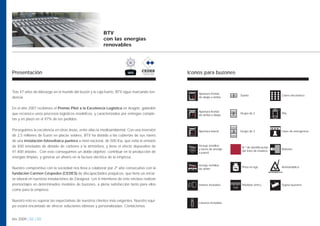 BTV
                                                         con las energías
                                                         renovables




Presentación                                                                                 Iconos para buzones


Tras 47 años de liderazgo en el mundo del buzón y la caja fuerte, BTV sigue marcando ten-        Apertura frontal,
                                                                                                                          Suelto                               Cierre electrónico
dencia.                                                                                          de abajo a arriba


En el año 2007 recibimos el Premio Pilot a la Excelencia Logística en Aragón, galardón
                                                                                                 Apertura frontal,
que reconoce unos procesos logísticos modélicos, y caracterizados por entregas comple-           de arriba a abajo    2   Grupo de 2                           Pila

tas y en plazo en el 97% de los pedidos.

Perseguimos la excelencia en otras áreas, entre ellas la medioambiental. Con una inversión       Apertura lateral     3   Grupo de 3                           Llave de emergencia
de 2,5 millones de Euros en placas solares, BTV ha dotado a las cubiertas de sus naves
de una instalación fotovoltaica puntera a nivel nacional, de 500 Kw, que evita la emisión
de 830 toneladas de dióxido de carbono a la atmósfera, y tiene el efecto depurativo de           Incluye tornillos
                                                                                                                           N.º de identificación
                                                                                                 y tacos de anclaje                                            Bulones
41.400 árboles . Con esto conseguimos un doble objetivo: contribuir en la producción de                                    del tono de madera
                                                                                                 a pared
energías limpias, y generar un ahorro en la factura eléctrica de la empresa.

                                                                                                 Incluye tornillos
Nuestro compromiso con la sociedad nos lleva a colaborar por 2º año consecutivo con la                                     Peso en kgs.                        Antivandálico
                                                                                                 de unión
                                                                                                                                                   ANTIVANDÁLICO
fundación Carmen Céspedes (CEDES) de discapacitados psíquicos, que tiene un encla-
ve laboral en nuestras instalaciones de Zaragoza. Los 6 miembros de este enclave realizan
premontajes en determinados modelos de buzones, a plena satisfacción tanto para ellos            Imanes incluidos          Medidas (mm.)                       Sujeta buzones
como para la empresa.

Nuestro reto es superar las expectativas de nuestros clientes más exigentes. Nuestro equi-
                                                                                                 Llaveros incluidos
po estará encantado de ofrecer soluciones idóneas y personalizadas. Contáctenos.


btv 2009 | 02 | 03
 