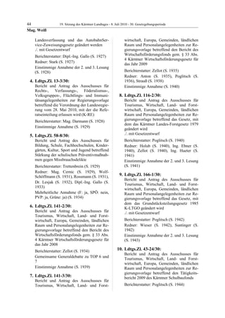 19. LTG-Sitzung am 8. Juli 2010