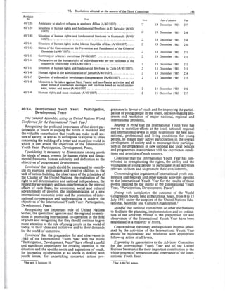 1985 - General Assembly Resolution on the International Youth Year (A/RES/40/14)