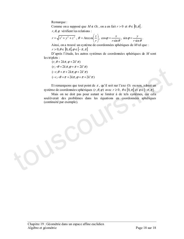 Geometrie Dans Un Espace Affine Euclidien