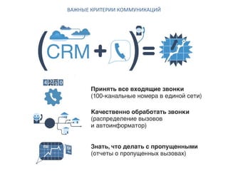 ВАЖНЫЕ КРИТЕРИИ КОММУНИКАЦИЙ 
 