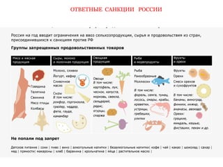 ОТВЕТНЫЕ САНКЦИИ РОССИИ 
 