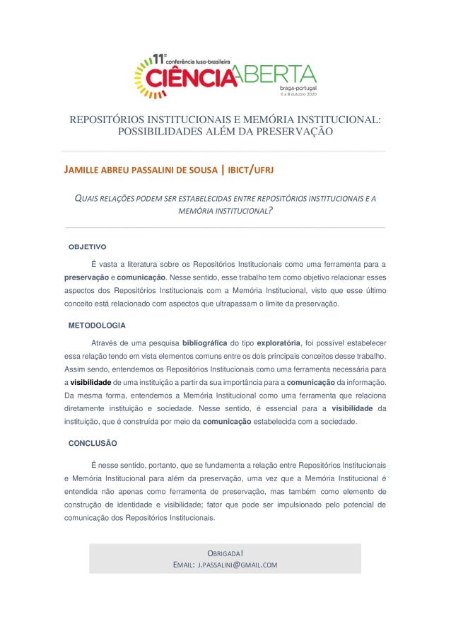 1Repositórios Institucionais e Memória institucional: possibilidades além da preservação