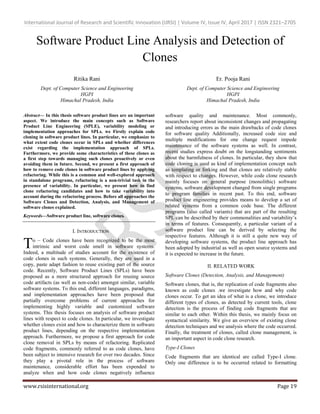 Software Product Line Analysis and Detection of Clones | PDF