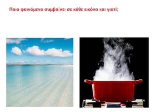 Ποιο φαινόμενο συμβαίνει σε κάθε εικόνα και γιατί;
 