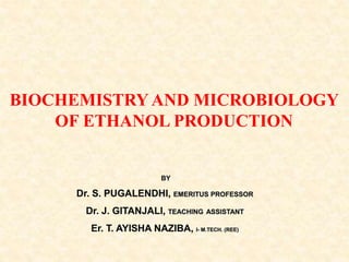 BIOCHEMISTRY AND MICROBIOLOGY
OF ETHANOL PRODUCTION
 
