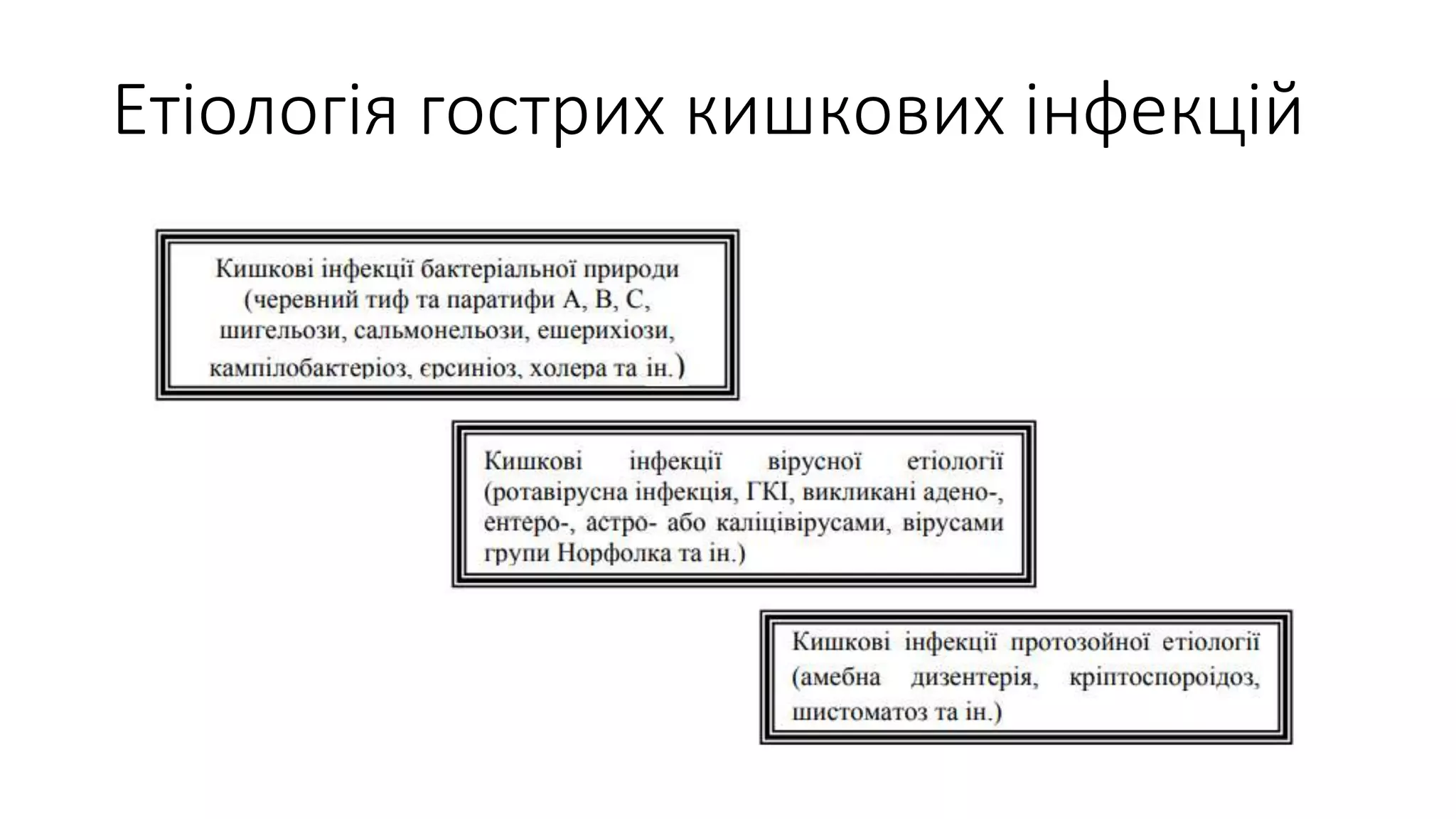 Етіологія гострих кишкових інфекцій
 