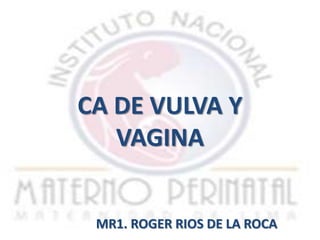 CA DE VULVA Y
VAGINA
MR1. ROGER RIOS DE LA ROCA
 
