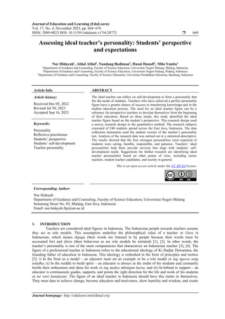 Student Perspective Questionnaire.pdf Assessing ideal teacher’s personality: Students’ perspective and ...