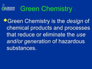 Introduction to green chemistry explained | PPT