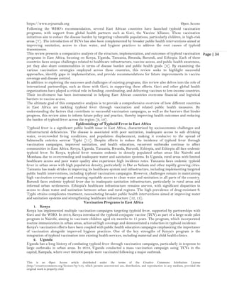 Comparative Study of Vaccination Programs against Typhoid Fever in East ...