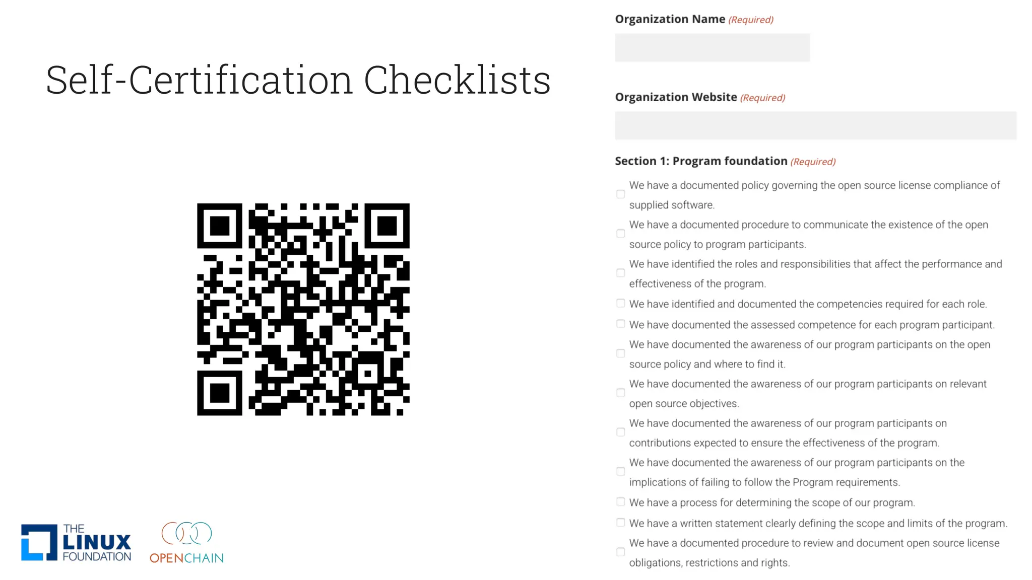 Self-Certification Checklists
 