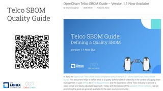 Telco SBOM
Quality Guide
 