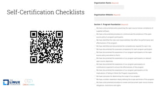 Self-Certification Checklists
 