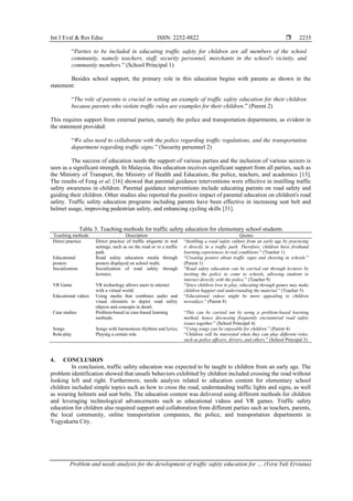 Problem and needs analysis for the development of traffic safety ...
