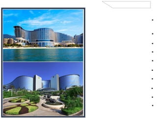 ‫المعماري‬ ‫المهندس‬
:
Terry Farrell&
Partners
‫الموقع‬
:
Shenzhen
،
China
‫التصميم‬ ‫سنة‬
:
2004
‫التنفيذ‬ ‫سنة‬
:
7
200
‫الفئة‬
:
‫نجوم‬ ‫خمس‬ ‫فندق‬
‫المستويات‬ ‫عدد‬
:
13
‫االرتفاع‬
:
55 m
‫البناء‬ ‫مساحة‬
:
m
12.830
‫الكلية‬ ‫المساحة‬
:
60.000 m
‫ي‬
‫ف‬ ‫الوطنية‬ ‫بالجائزة‬ ‫المرشوع‬ ‫فاز‬
2009
2
2
Sheraton Dameisha
 