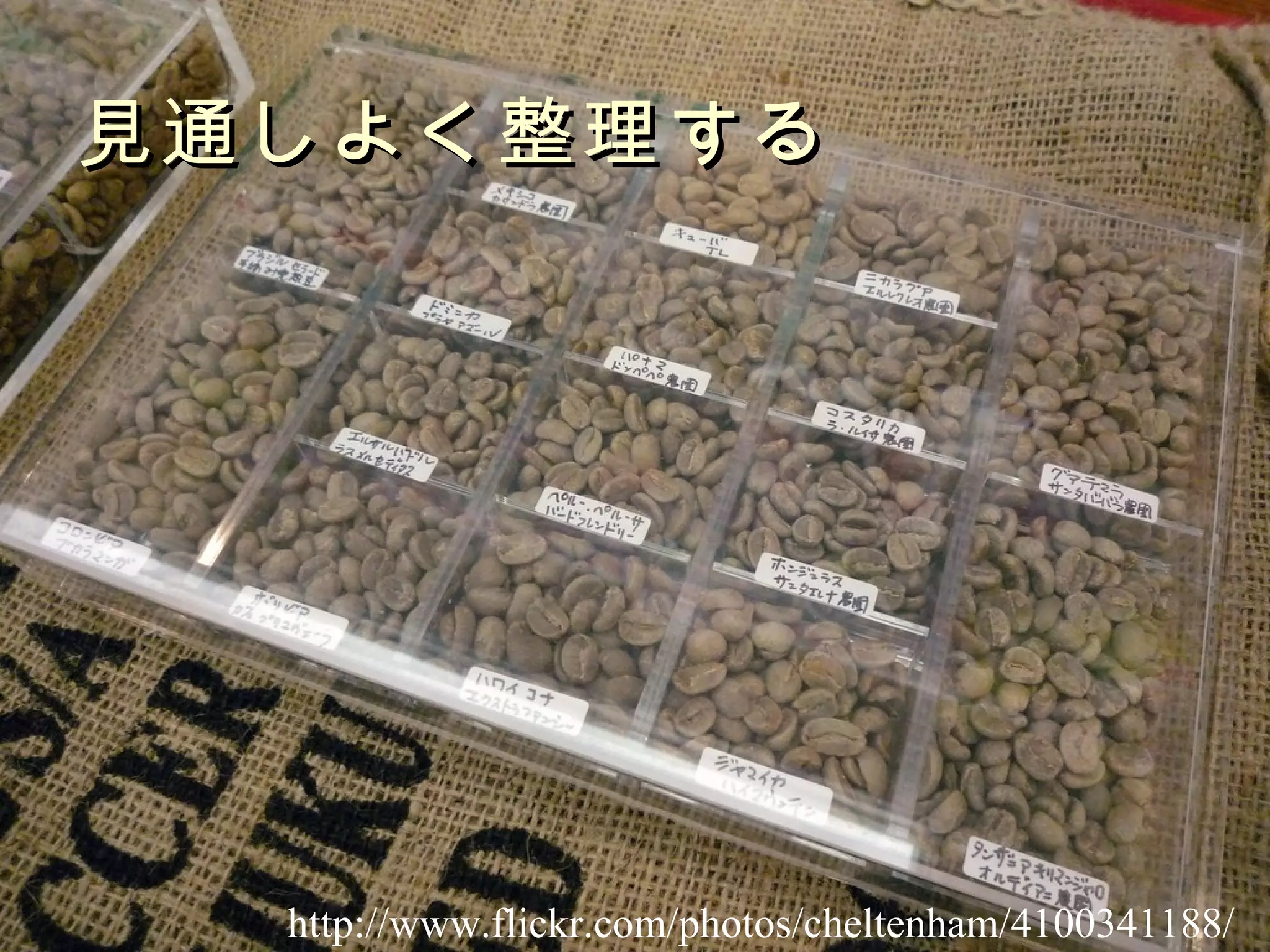 見通しよく整理する http://www.flickr.com/photos/cheltenham/4100341188/ 