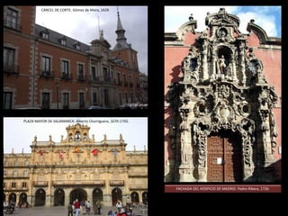 LEGISLATIVO
(Hacer la leyes)
EJECUTIVO
(Gobernar el país)
JUDICIAL
(Juzgar conforme
a las leyes)
2.2. LA EUROPA DE LAS MONARQUÍAS ABSOLUTAS
El arte como propaganda del poder de la nobleza y de la monarquía, de su imagen fastuosa. Los palacios se recargan
con todo tipo de lujos, y sus jardines con todo tipo de sorpresas.
LUIS XIV
FELIPE IV
 