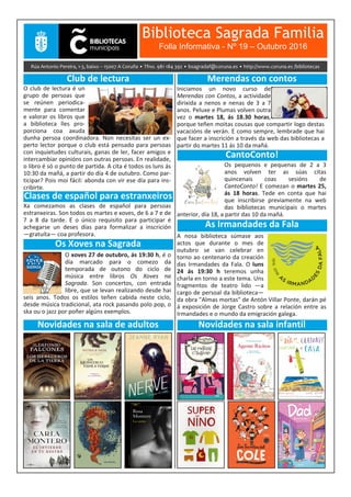 Biblioteca Sagrada Familia
Folla Informativa - Nº 19 – Outubro 2016
 