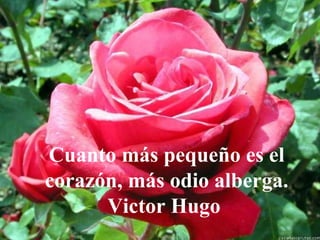 Cuanto más pequeño es el
corazón, más odio alberga.
Victor Hugo
 