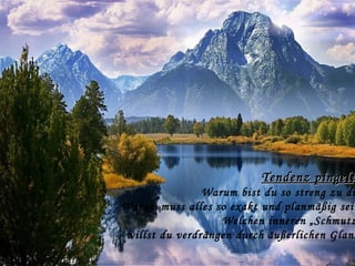 Tendenz pingeliTendenz pingelig
Warum bist du so streng zu di
Warum muss alles so exakt und planmäßig sein
Welchen inneren „Schmutz
willst du verdrängen durch äußerlichen Glanz
 