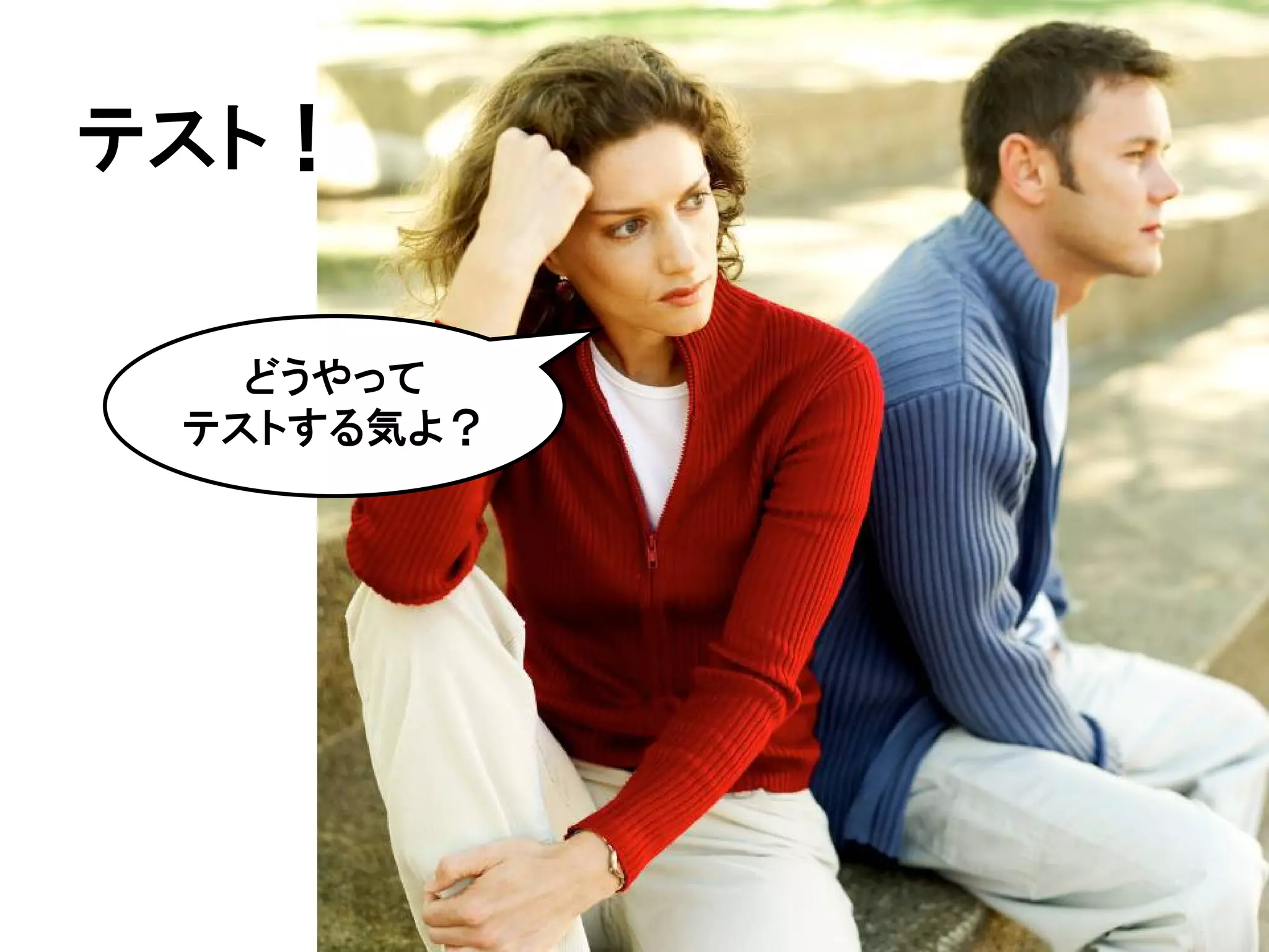 テスト！

   どうやって
 テストする気よ？
 