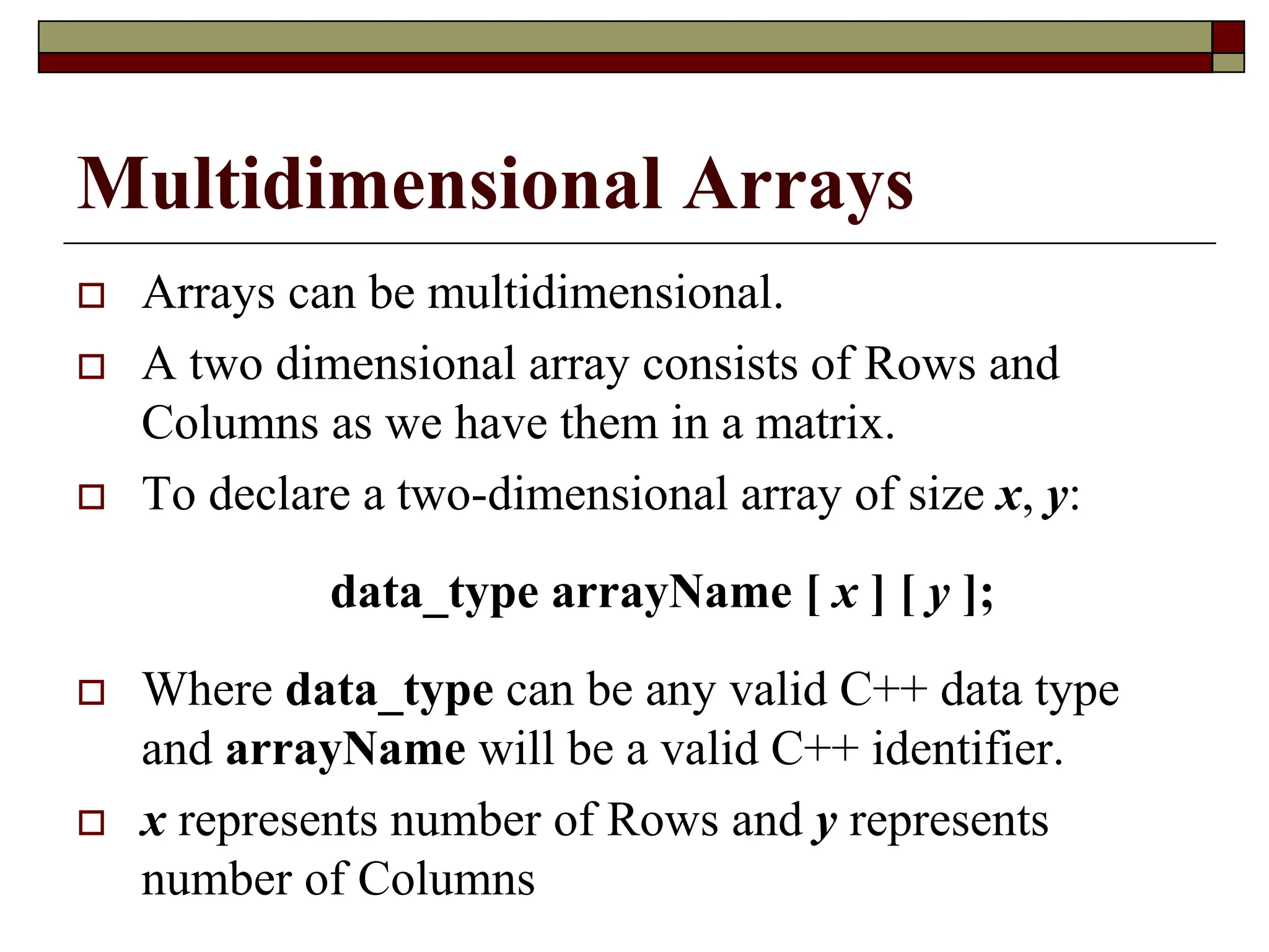 19-Lec - Multidimensional Arrays.ppt