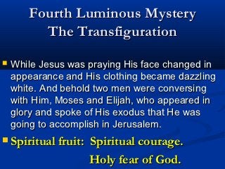 Meditation on the Transfiguration
Recommendation:    Please read the contents of one
of the 20 mysteries meditations before you start your
prayer. Some of these presentations (e.g. The Fifth
Sorrowful Mystery: The Crucifixion) contains over 60
slides. With so much spiritual food that it is best to
read and contemplate on a few of the slides each
time.
We welcome biblical scholars, theologians,
lecturers and professors of theological institutions
and seminaries and lay people around the world to
contribute precious pictures and words to
accompany specific scenes in the Rosary in Visual
Art. You can contribute through the BLOG on our
website.
 