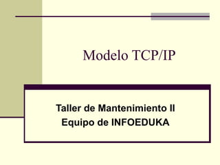 Modelo TCP/IP


Taller de Mantenimiento II
 Equipo de INFOEDUKA
 