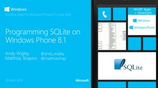 WinRT Apps
+ Silverlight
30 April 2014
Building Apps for Windows Phone 8.1 Jump Start
 