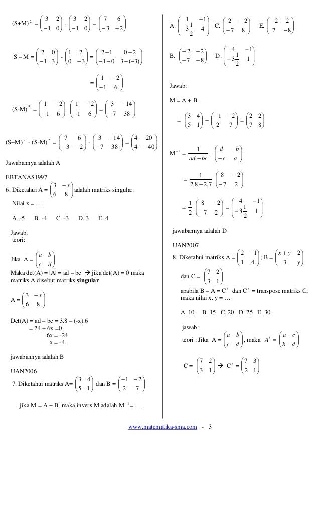 Contoh Soal Matriks Brainly - Contoh Soal Pelajaran