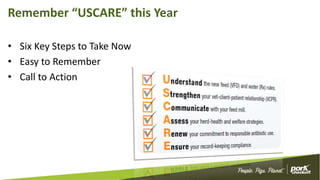 Remember “USCARE” this Year
• Six Key Steps to Take Now
• Easy to Remember
• Call to Action
 