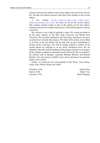 Design and Analysis of Experiments 2nd Edition Angela Dean | PDF
